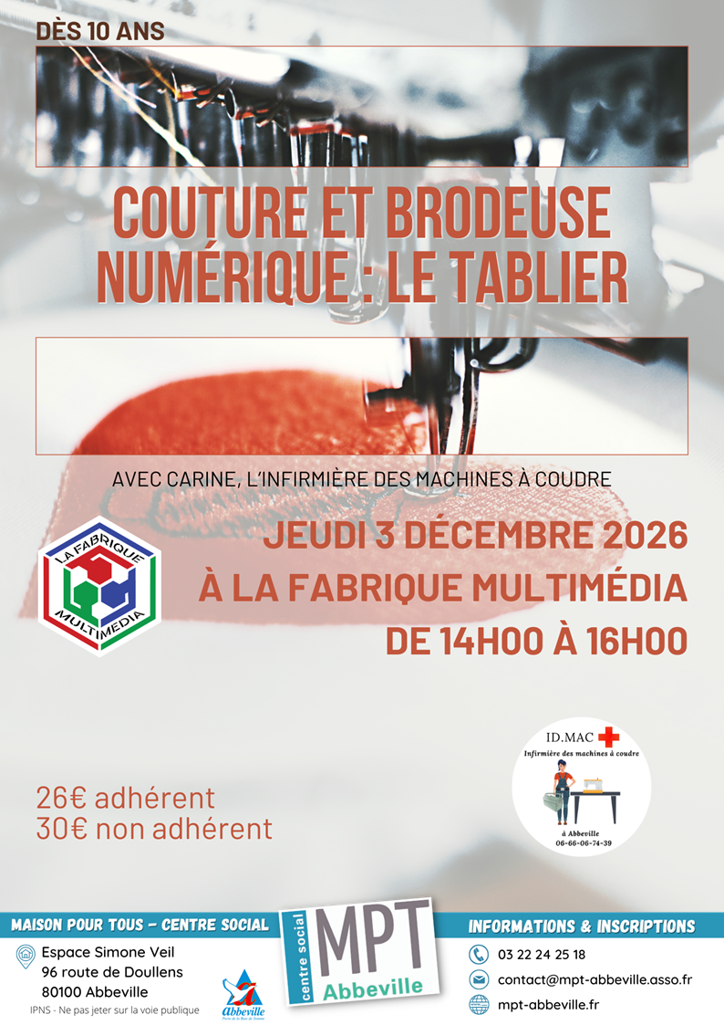 Couture et brodeuse numérique : le tablier