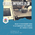 Les jeudis du numérique : création d'objets imprimés en 3D