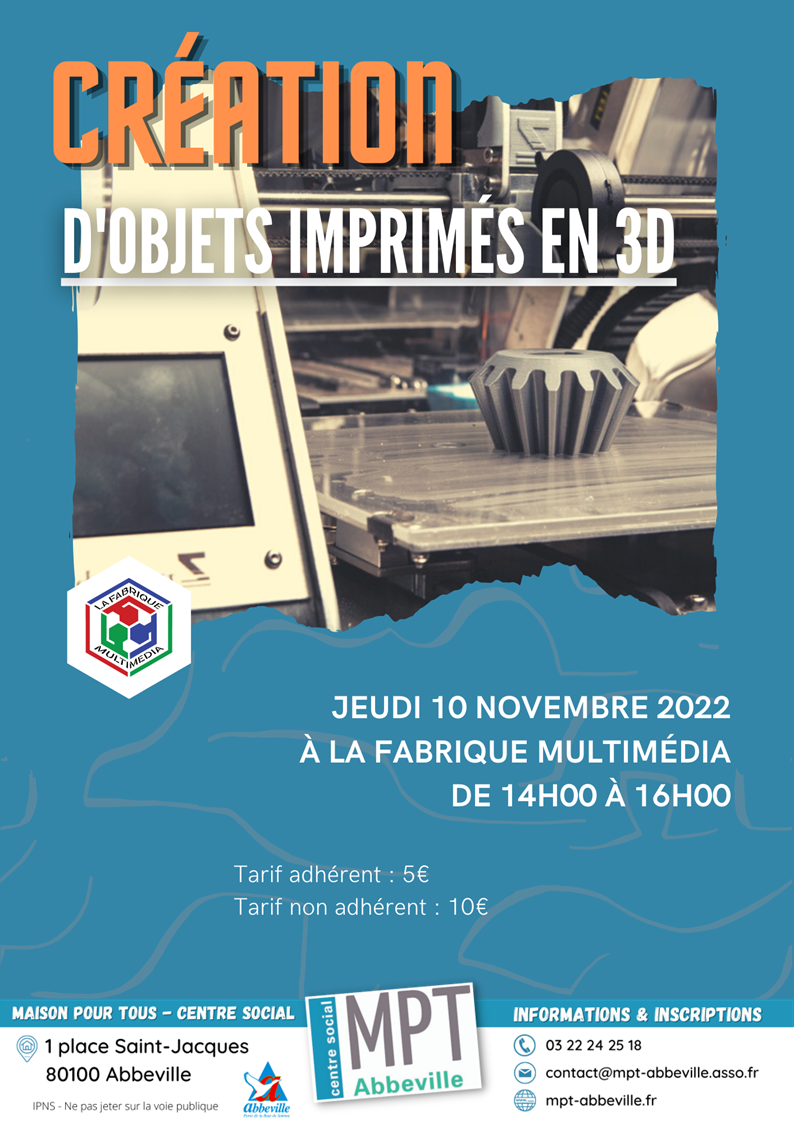 Les jeudis du numérique : création d'objets imprimés en 3D