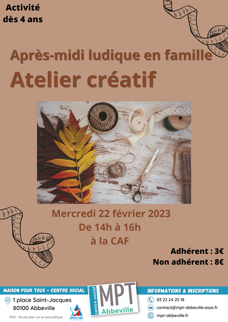 Après-midis ludiques en famille : atelier créatif