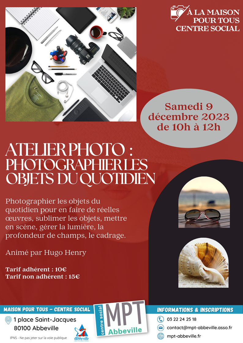 Atelier photo : photographier les objets du quotidien