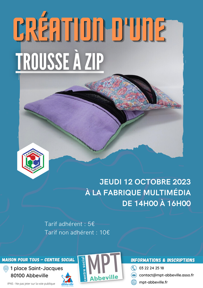 Les jeudis du numérique : création d'une trousse à zip