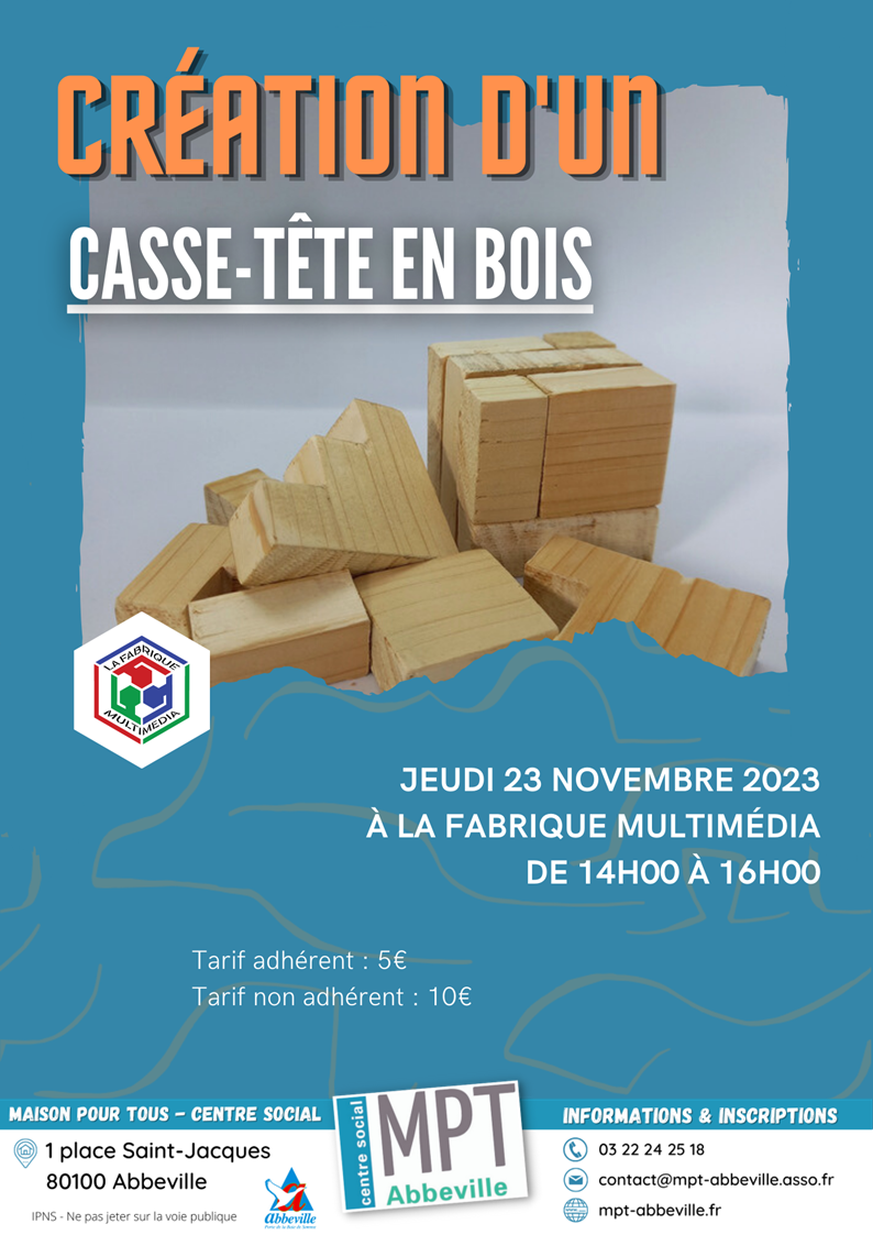 Les jeudis du numérique : création d'un casse-tête en bois