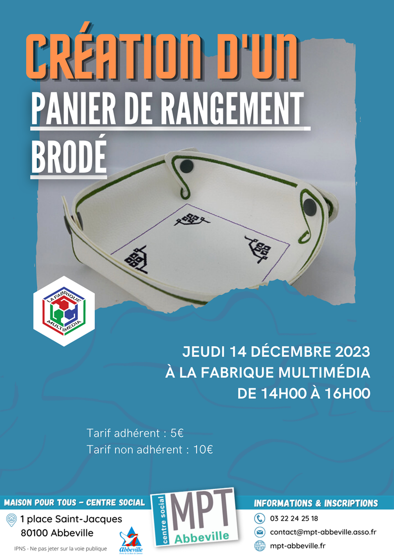 Les jeudis du numérique : création d'un panier de rangement brodé