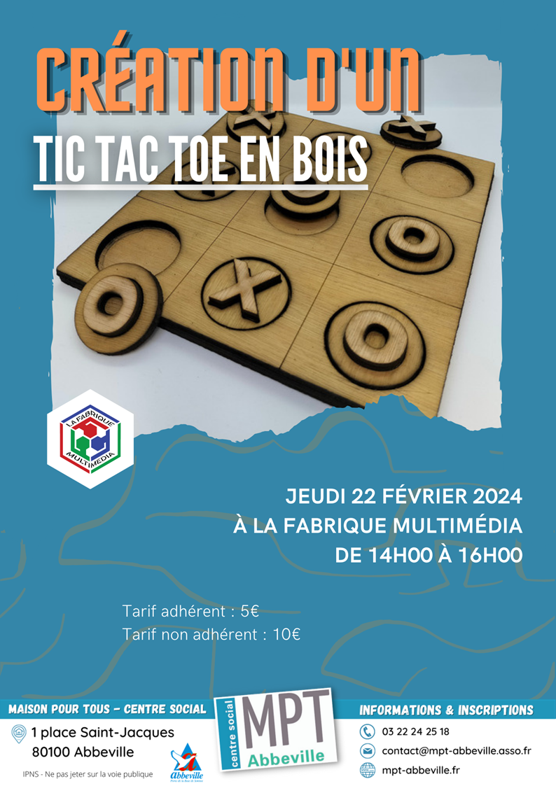Les jeudis du numérique : création d'un Tic Tac Toe en bois