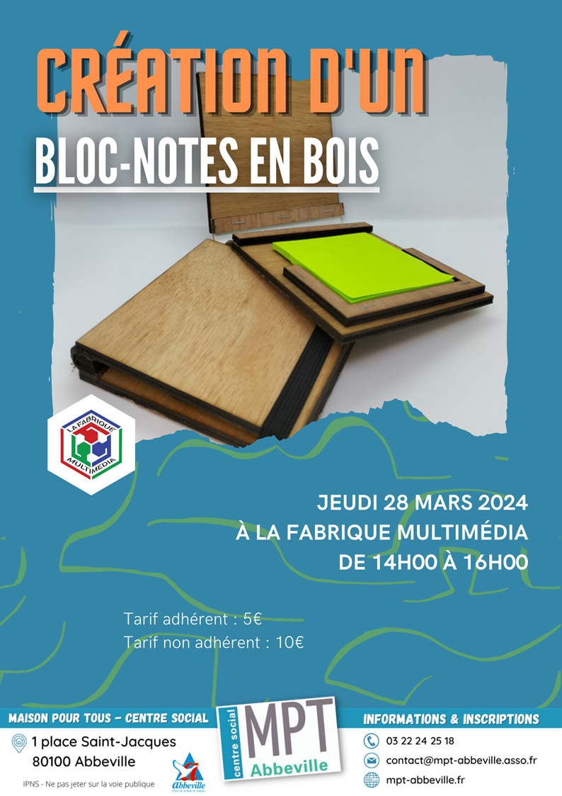 Les jeudis du numérique : création d'un bloc-notes en bois