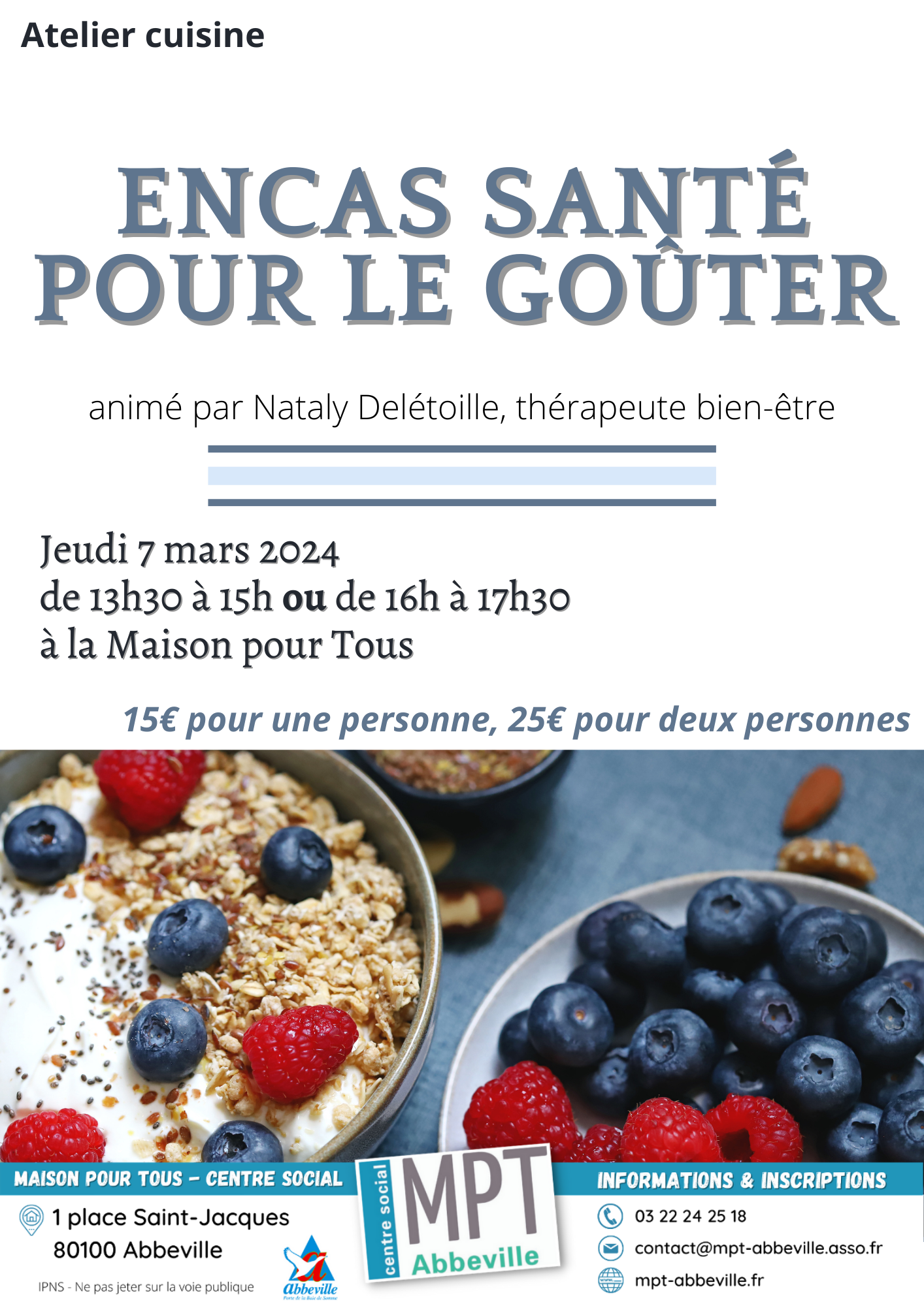 Atelier cuisine : encas santé pour le goûter