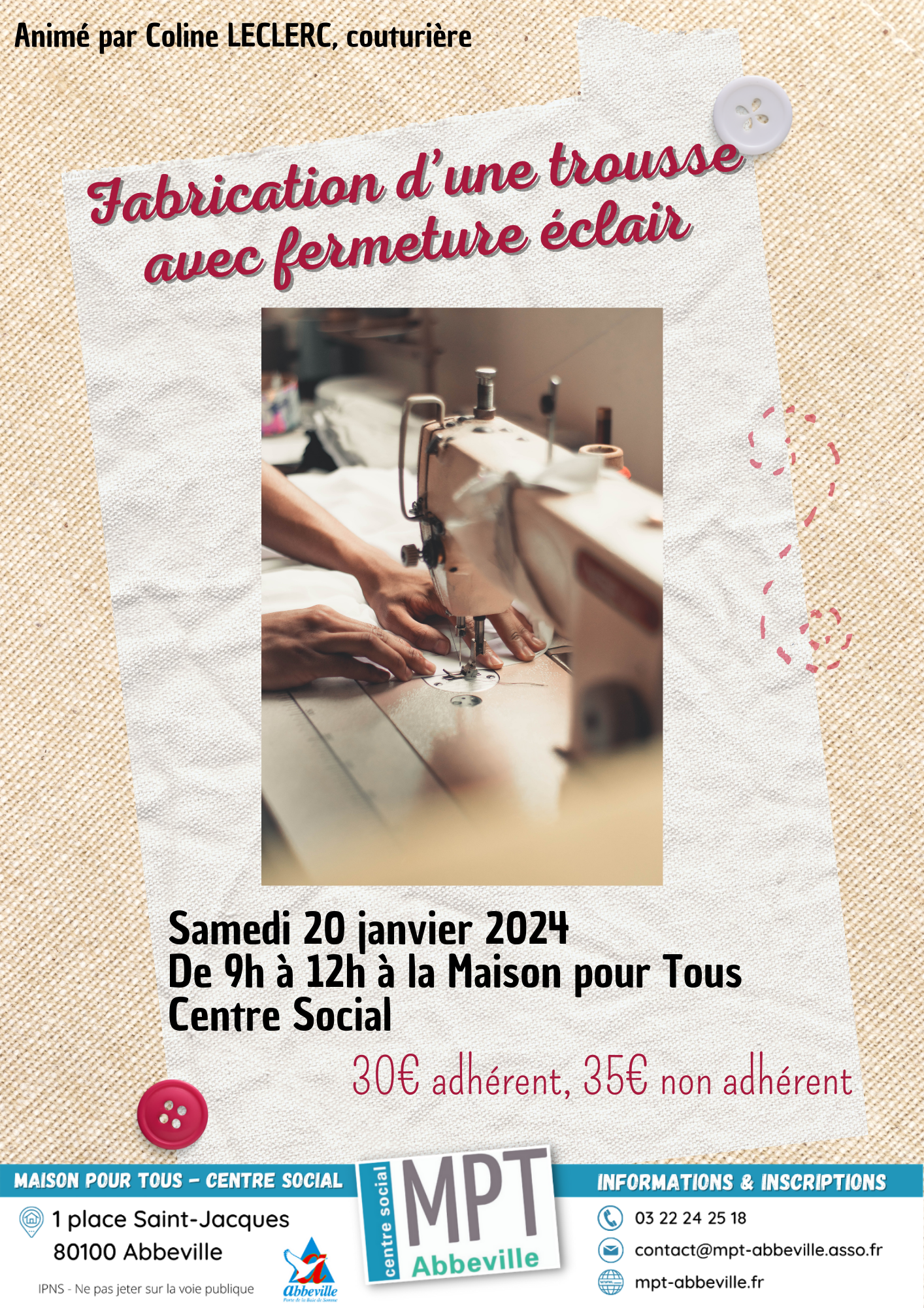 Couture : fabrication d'une trousse avec fermeture éclair