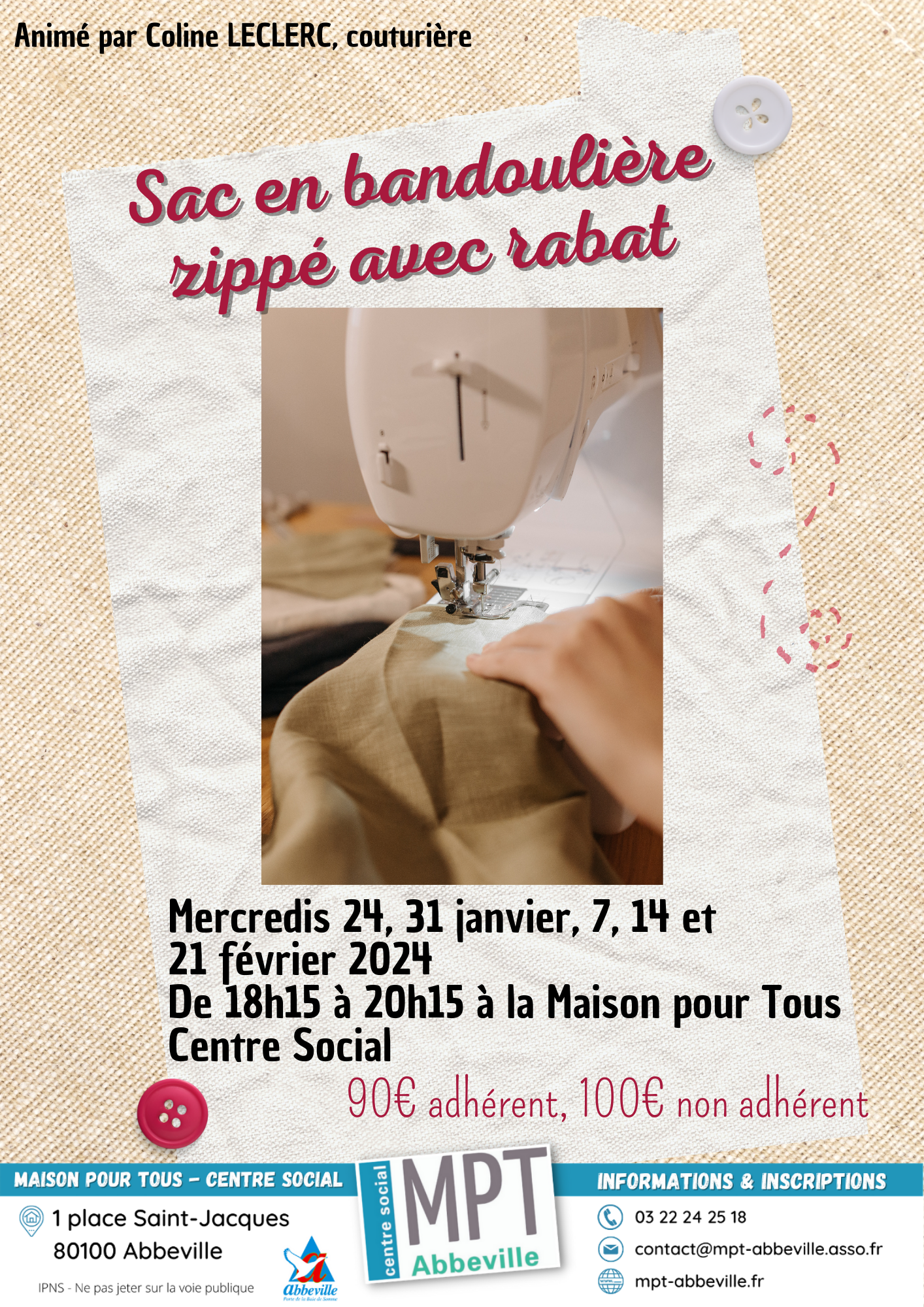 Couture : sac en bandoulière zippé avec rabat