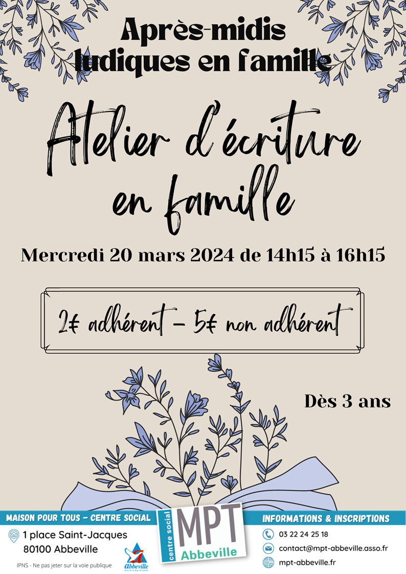 Après-midis ludiques en famille : atelier d'écriture en famille