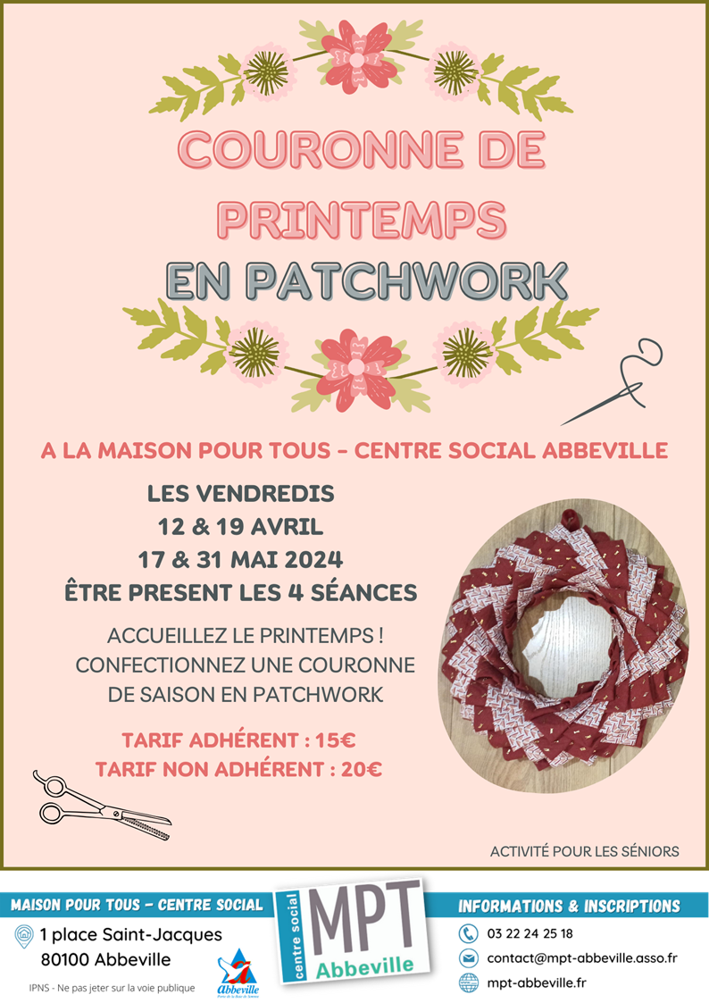 Couronne de printemps en patchwork
