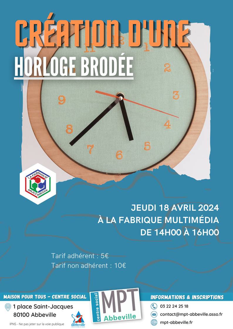 Les jeudis du numérique : création d'une horloge brodée