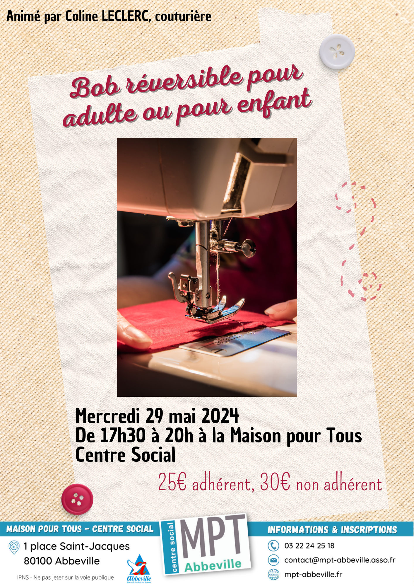 Couture : bob réversible pour adulte ou pour enfant