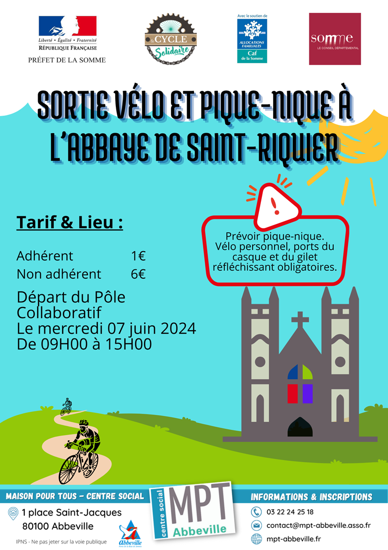 Le Cycle Solidaire : sortie vélo et pique-nique à l'Abbaye de Saint-Riquier