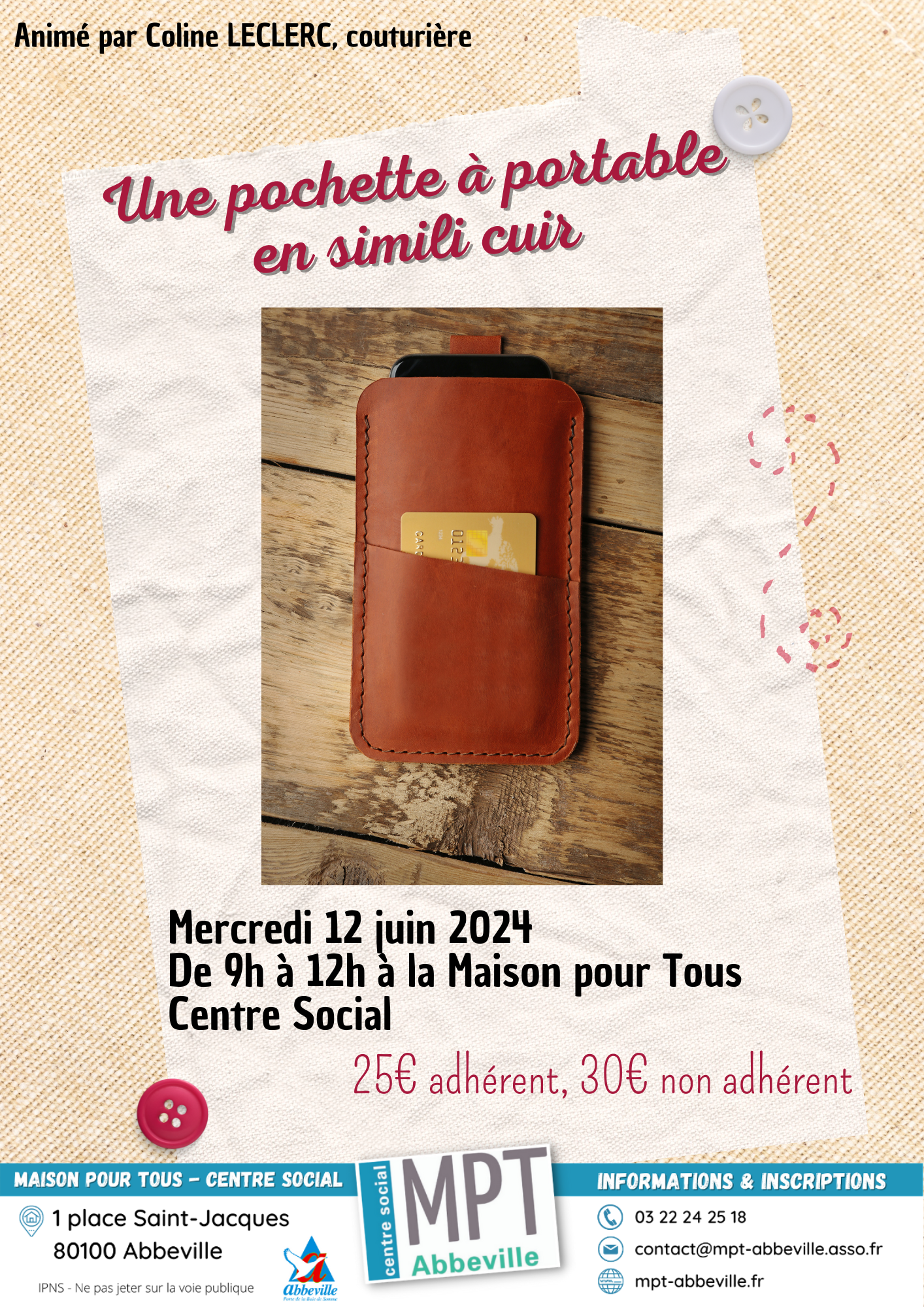 Couture : une pochette à portable en simili cuir