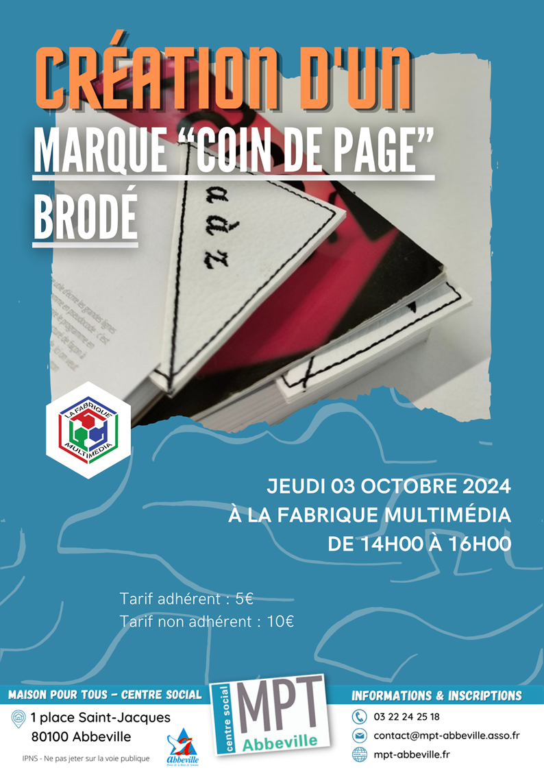 Les jeudis du numérique : marque "coin de page" brodé