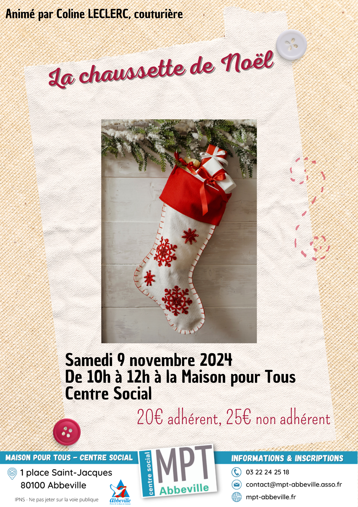 Couture : la chaussette de Noël