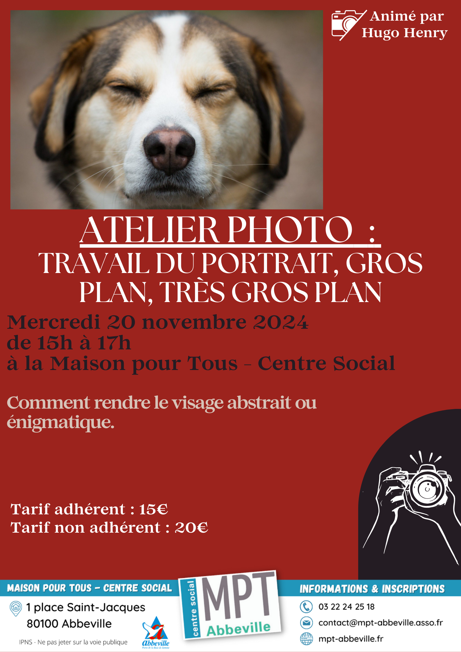 Atelier photo : travail du portrait, gros plan, très gros plan