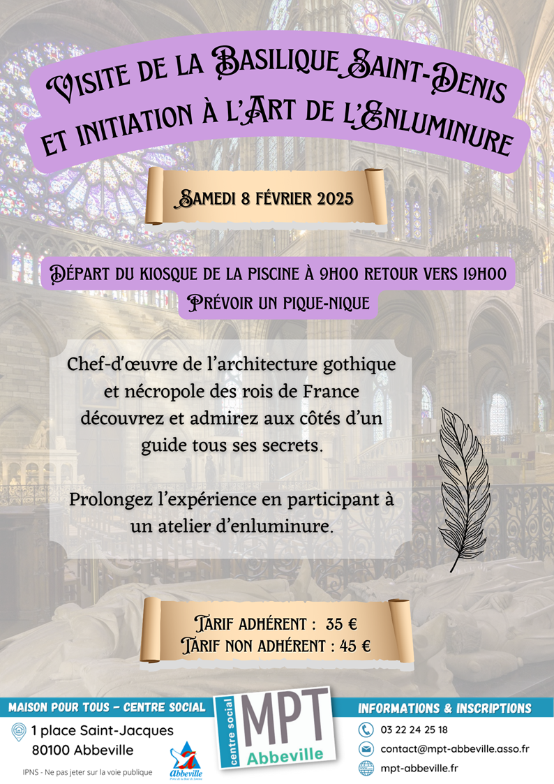 Visite de la Basilique Saint-Denis et initiation à l'art de l'enluminure