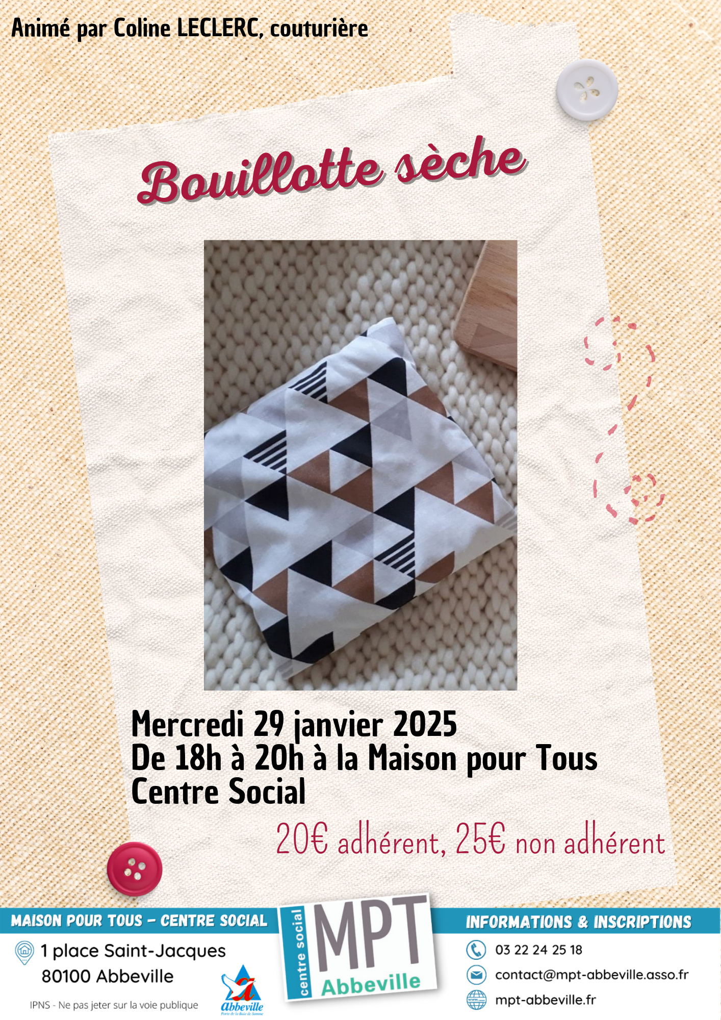 Couture : bouillotte sèche