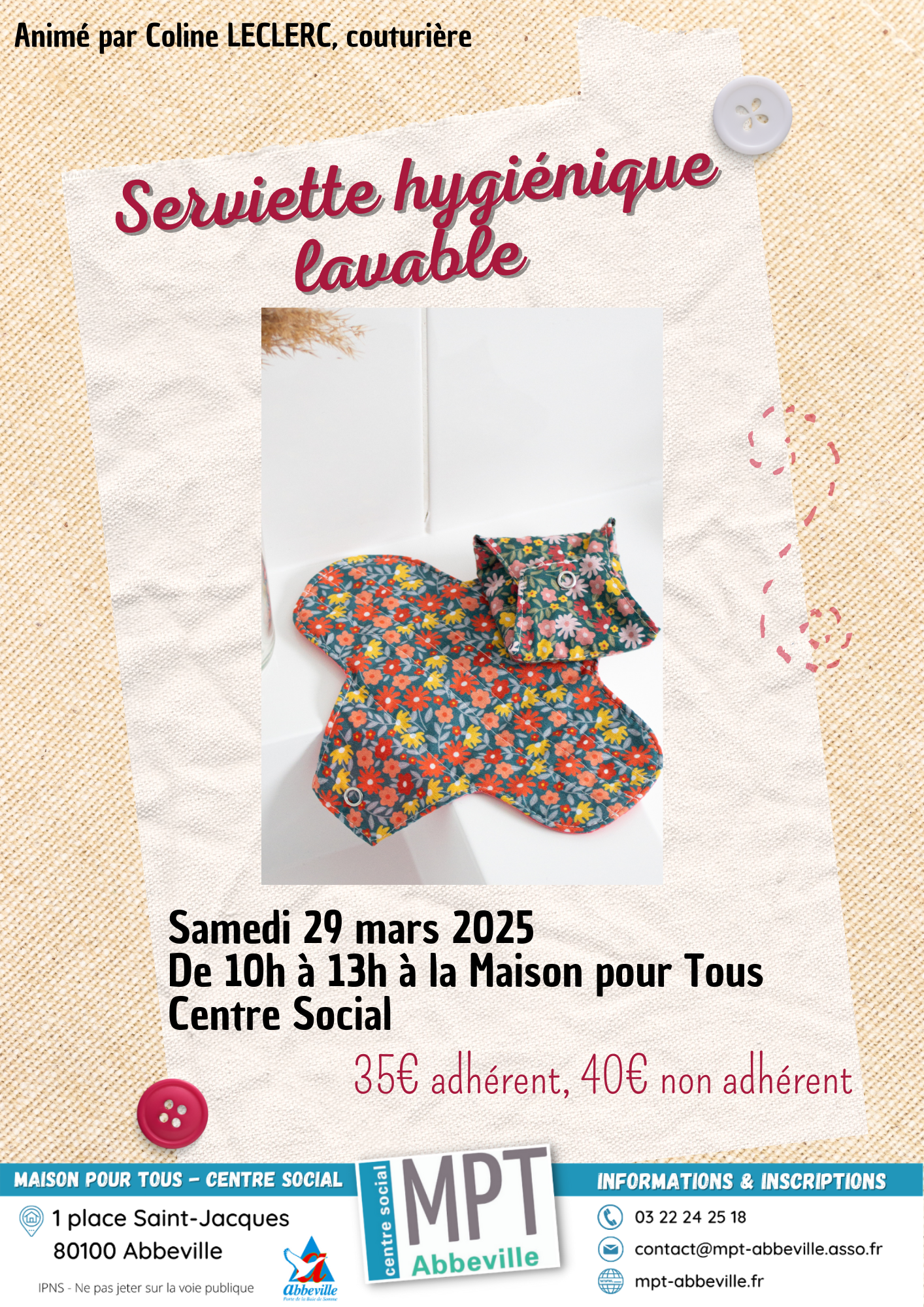 Couture : serviette hygiénique lavable