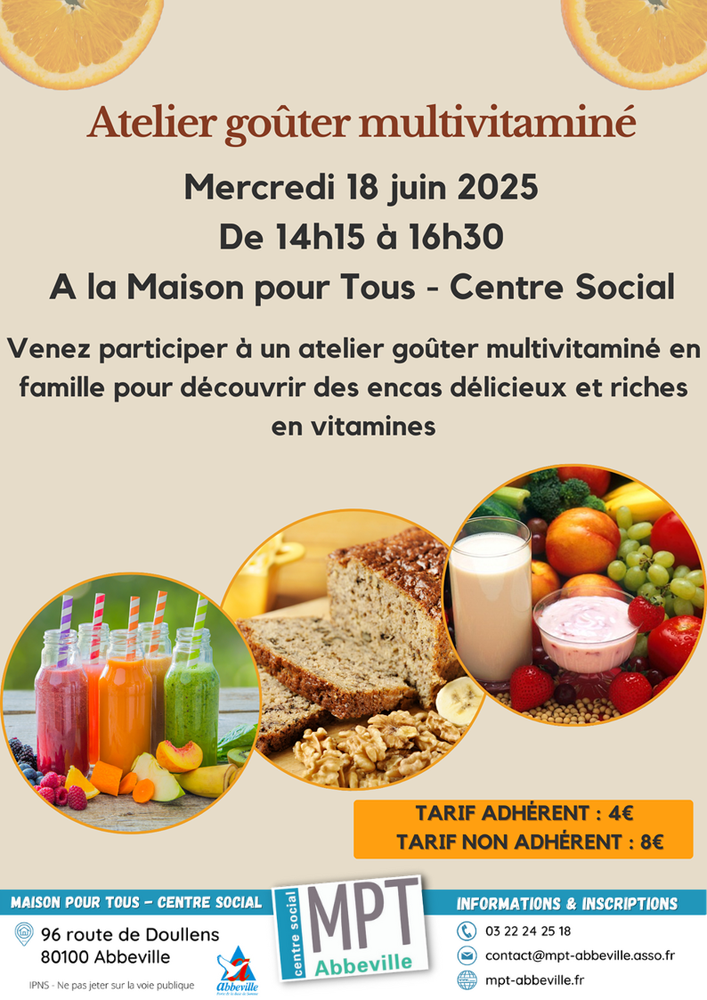 Après-midis ludiques en famille : atelier goûter multivitaminé