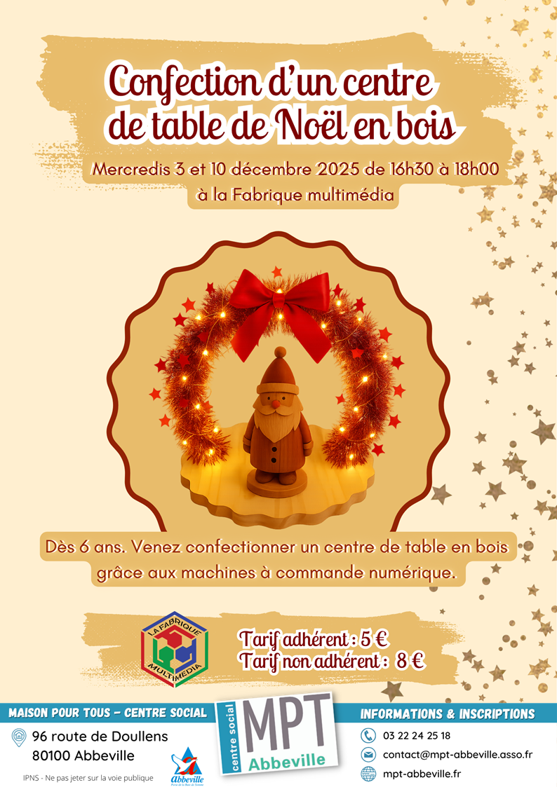 Toutes générations : confection d'un centre de table pour Noël en bois