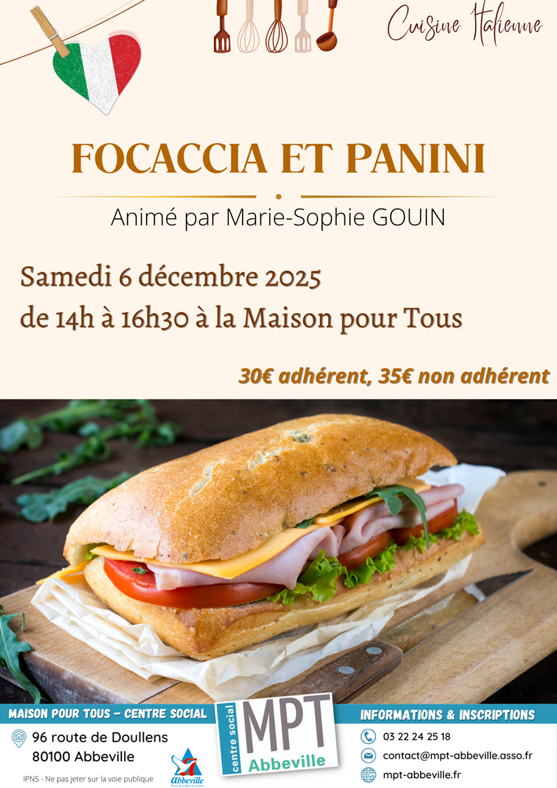 Cuisine italienne : focaccia et panini