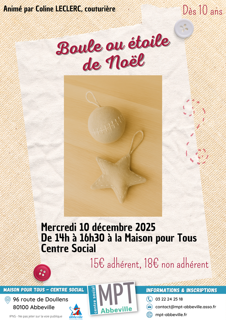 Couture : boule ou étoile de Noël