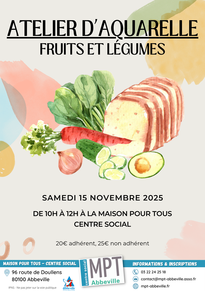 Atelier d'aquarelle : thématique fruits et légumes