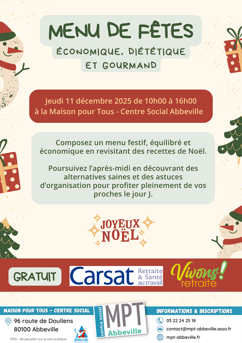 Vivons retraite - menu de fêtes : économique, diététique et gourmand