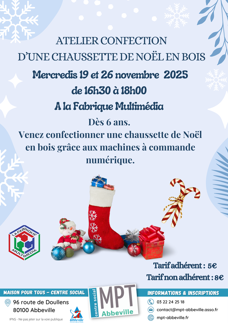 Toutes générations : confection d'une chaussette de Noël en bois