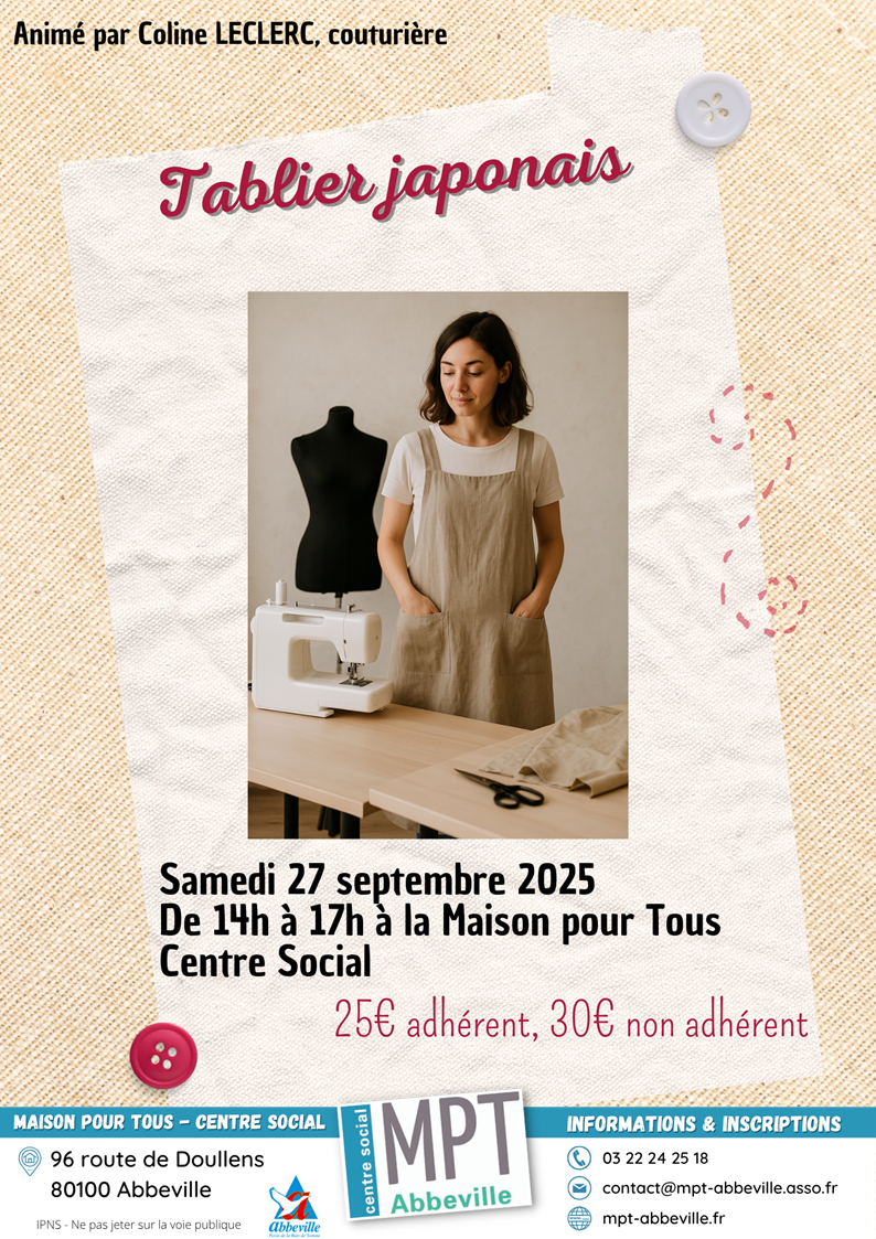 Couture : tablier japonais