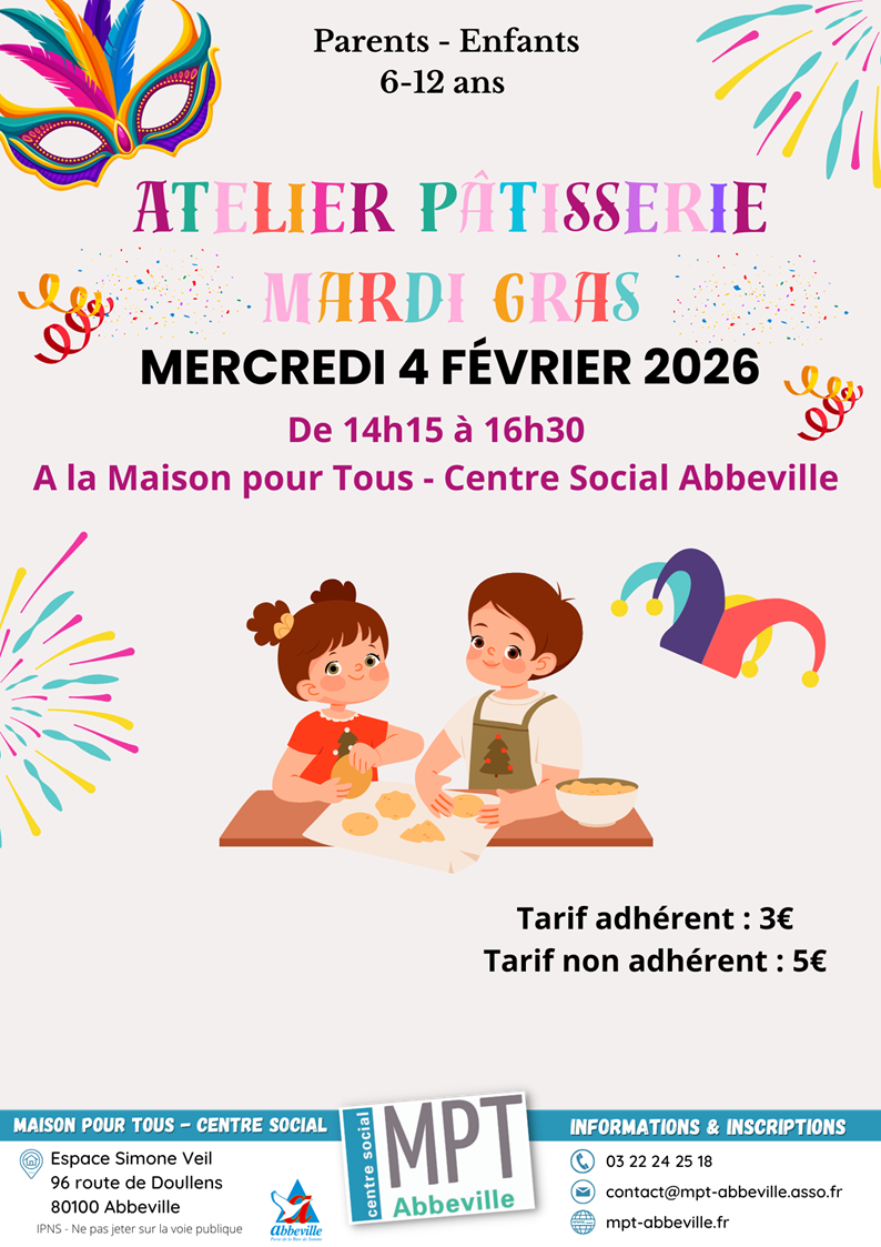 Atelier pâtisserie spécial Mardi Gras