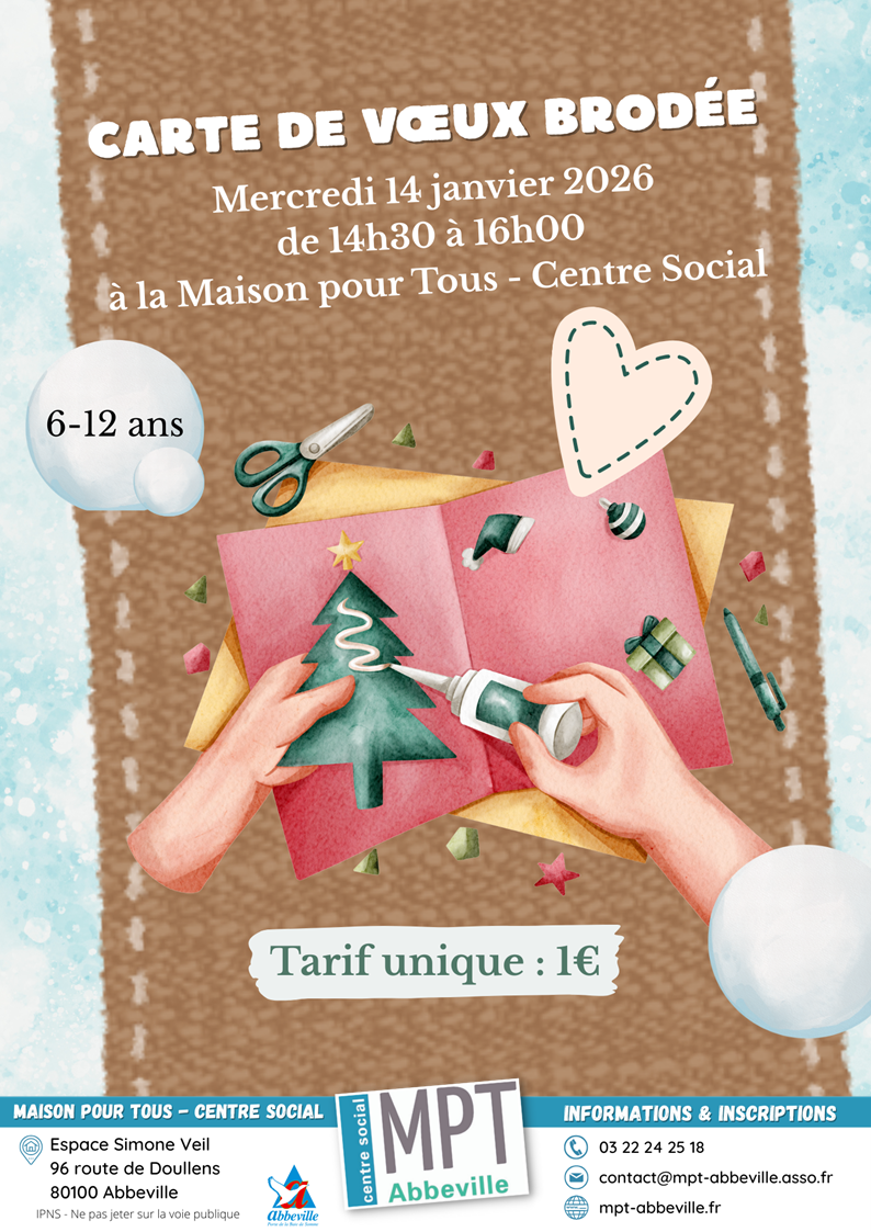 Atelier créatif : carte de vœux brodée