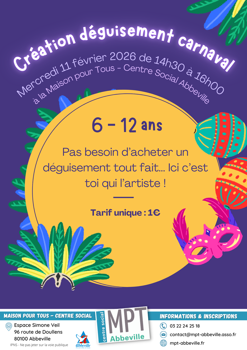 Atelier créatif : déguisement de carnaval