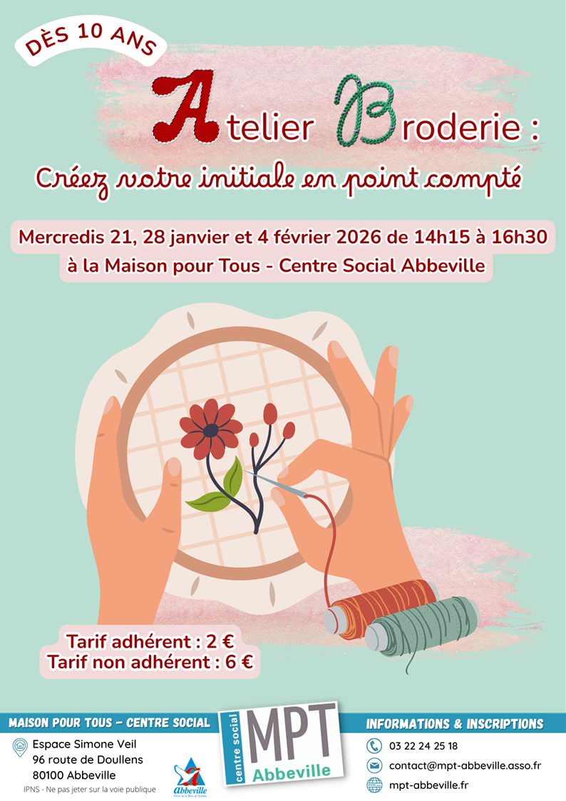 Atelier broderie : créez votre initiale en point compté