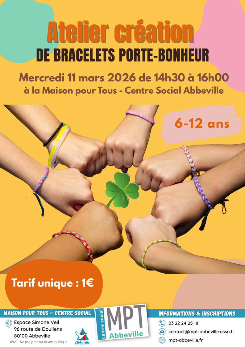 Atelier créatif : bracelet porte-bonheur