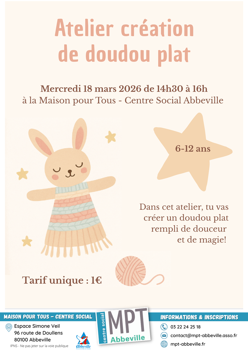 Atelier créatif : doudou plat