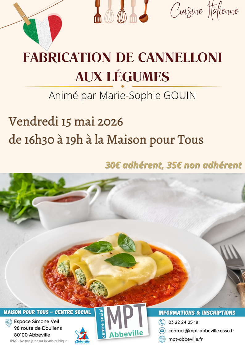 Cuisine italienne : fabrication de cannelloni aux légumes