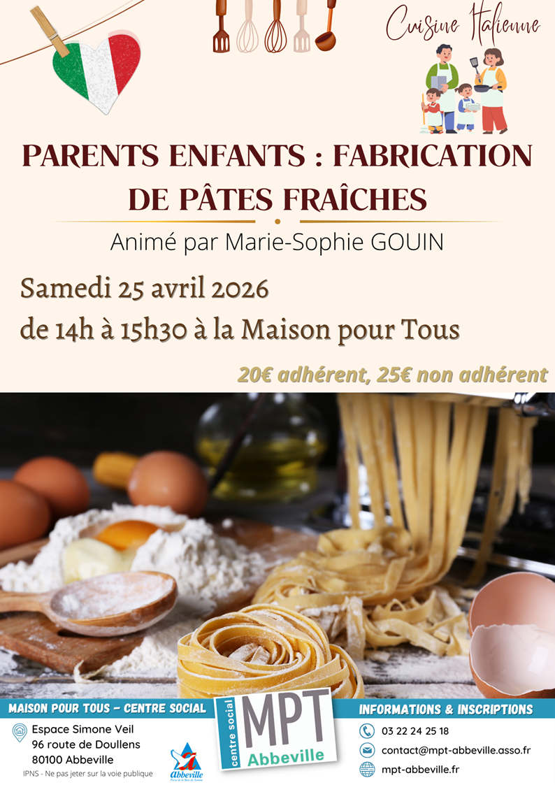 Parents enfants : fabrication de pâtes fraiches