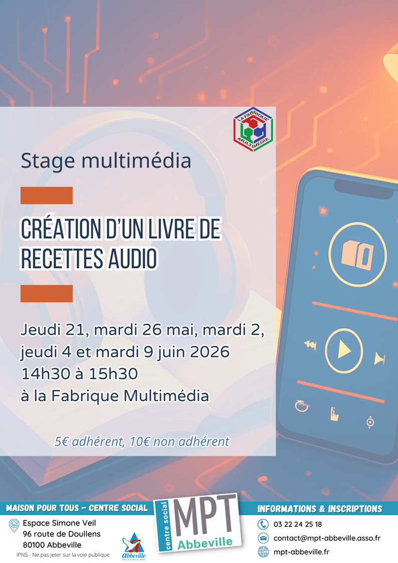 Stage multimédia : création d'un livre de recettes audio