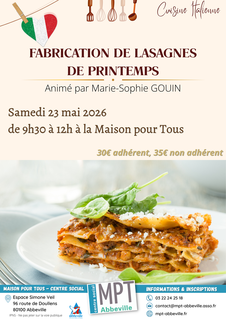 Cuisine italienne : fabrication de lasagnes de printemps