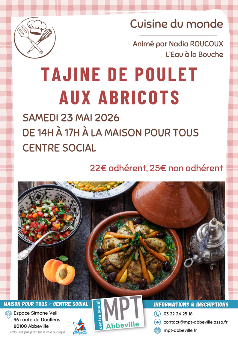 Cuisine du monde : tajine de poulet aux abricots