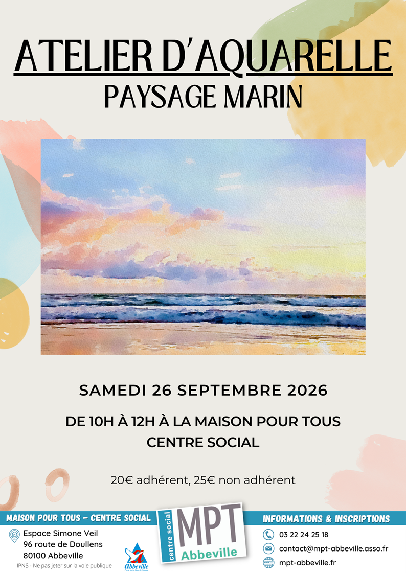 Atelier d'aquarelle : paysage marin