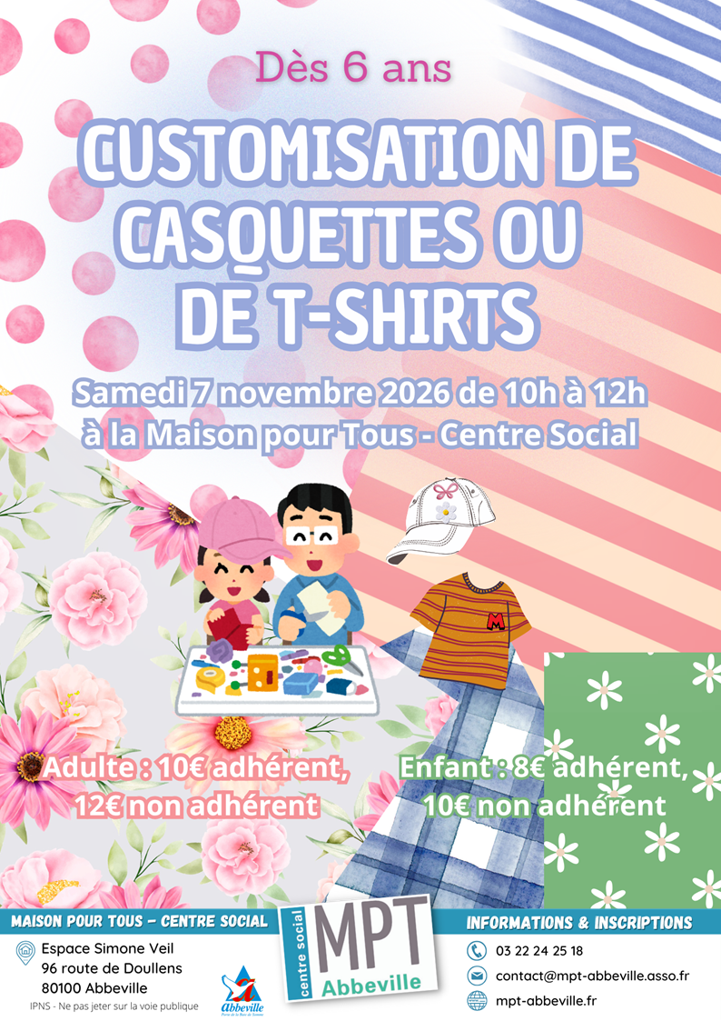 Customisation de casquettes ou de t-shirts