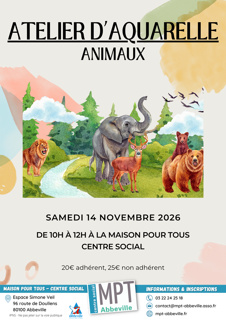 Atelier d'aquarelle : animaux