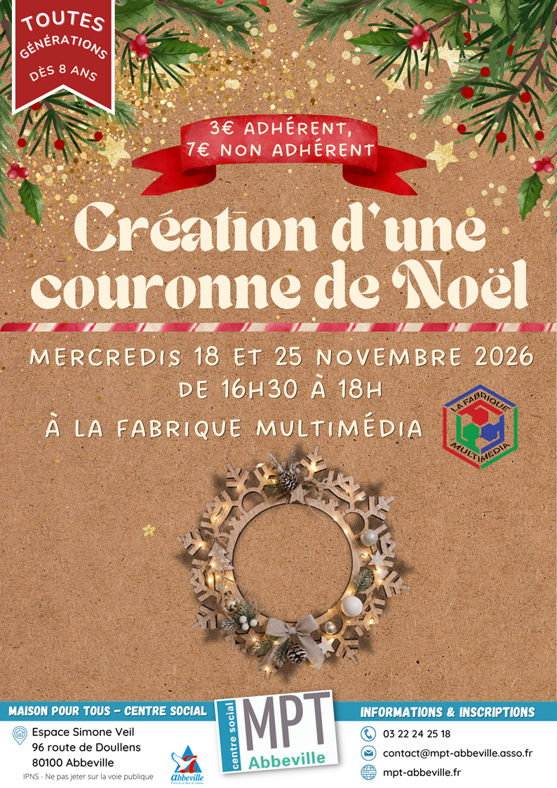 Toutes générations : création d'une couronne de Noël