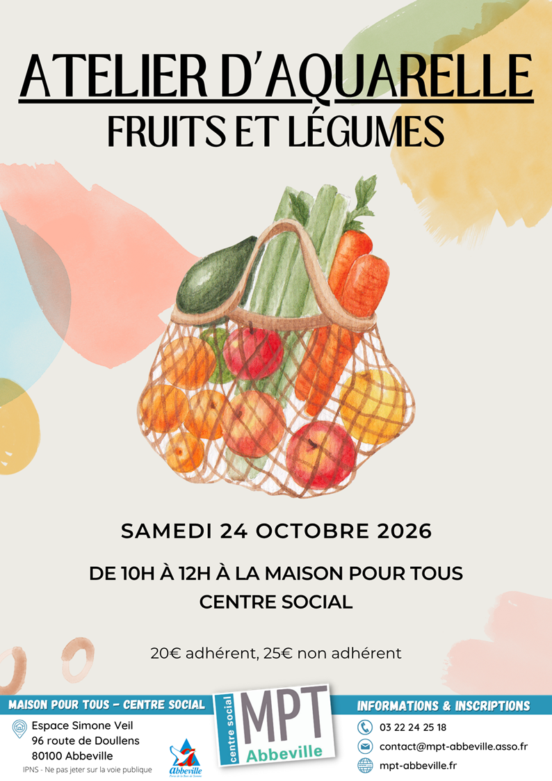 Atelier d'aquarelle : fruits et légumes